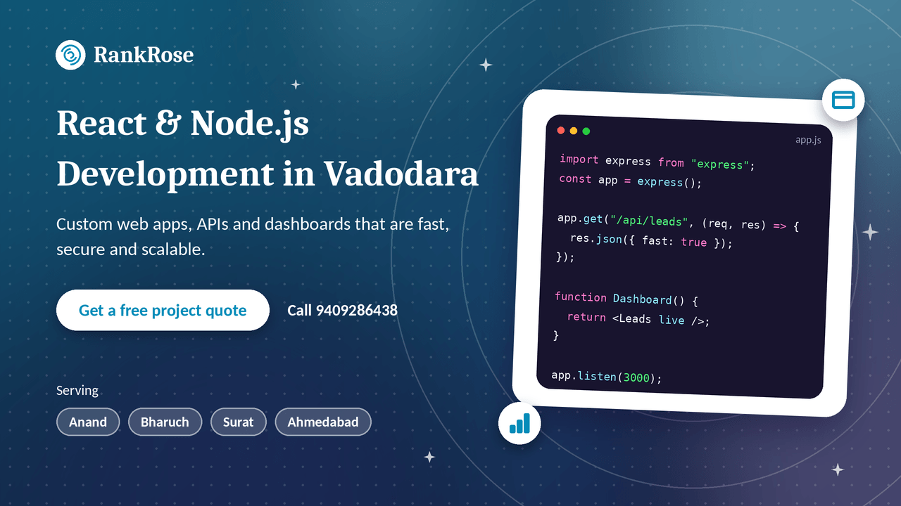 react nodejs website development vadodara